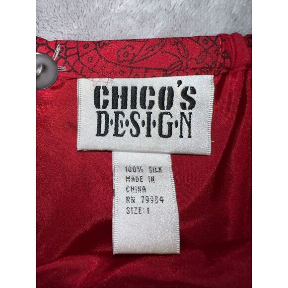 Chicos Red Midi Mermaid Tiered Silk Skirt sz 1 - Picture 7 of 8